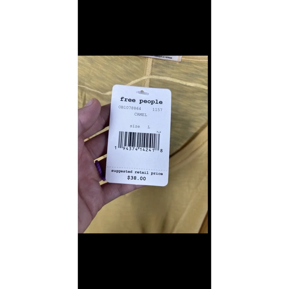 NEW Free People Women's On My Mind V-Neck Long Sleeve Shirt Camel/Yellow Size M - Picture 9 of 13